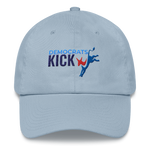 Democrats Kick A dad hat in light blue