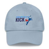 Democrats Kick A dad hat in light blue