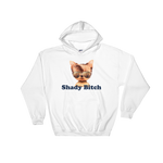 white hoodie - "shady bitch dog logo"
