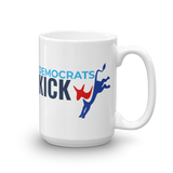 15 oz.Democrats Kick A white mug-right handle