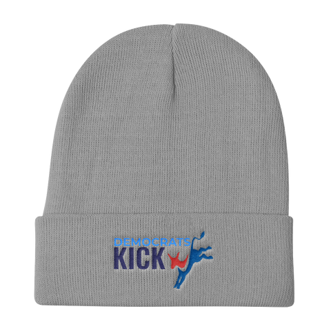 Democrats Kick A gray beanie hat